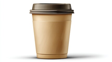 Isolated coffee cup with lid and sleeve on white background for branding