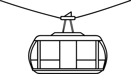 Cable car outline vector illustration, line art