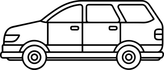 Car carrier outline vector illustration, line art