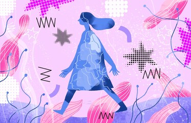  woman against abstract background 