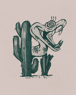 crazy desert snake and cactus