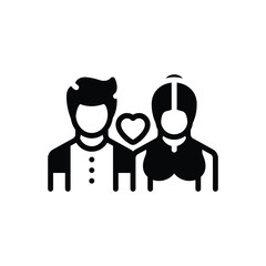 Black solid icon for couple