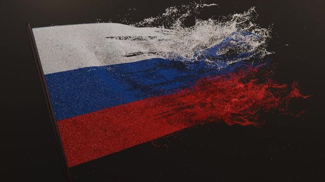 Particle flag animation of Russia. Russian flag animation. Waving flag stock video of Russia