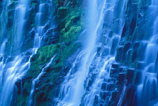 Morning summer pre-sunrise Lower Proxy Falls Oregon Cascades Oregon
