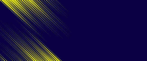 Yellow halftone on blue background. Vector dotted sparkles or halftone shine pattern texture Pop Art Style Background.