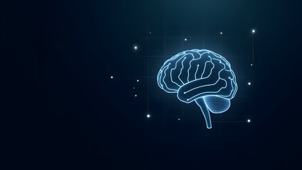 Digital glowing brain with neural network connections