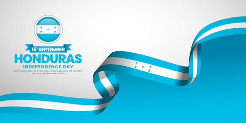 Honduras independence day banner background 15 september design element with waving ribbon flag