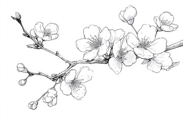 Delicate blossom branch drawing