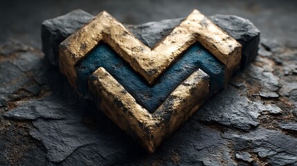 Pattern of gold chevrons interlocking in a zigzag formation, giving a sense of movement across a black velvet surface