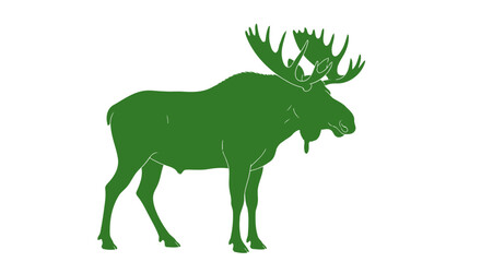 majestic green moose silhouette nature logo icon or design element