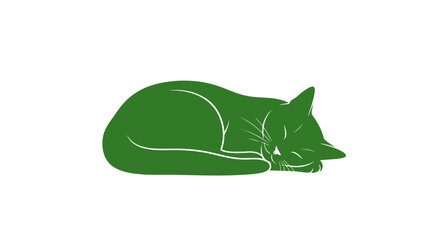 restful green cat simple sleep illustration for relaxation and wellness designs
