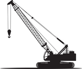Construction crane silhouette illustration vector graphic industrial equipment black color silhouette on white background