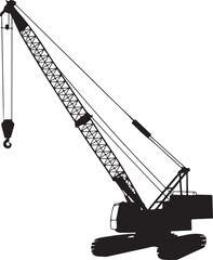 Construction crane silhouette illustration vector graphic industrial equipment black color silhouette on white background