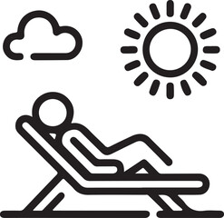 Relaxing person lying on a lounge chair under the sun and clouds