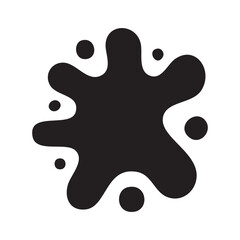 Elegant black lotus flower icon with water splash elements, symbolizing purity, wellness, and tranquility. Abstract vector graphic.