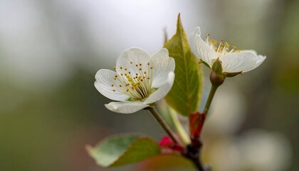 Obraz premium ソフトフォーカスの白い桜の花
