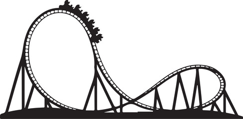 Thrilling roller coaster silhouette illustration for amusement park designs black color silhouette on white background
