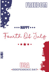 Happy 4th of July USA Independence Day Stylish Text Lettering USA Abstract Flag Template