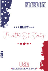 Happy 4th of July USA Independence Day Stylish Text Lettering USA Abstract Flag Template