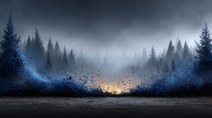 Pixelated glitch waves in electric blue and cold steel gray, dispersed across the canvas
