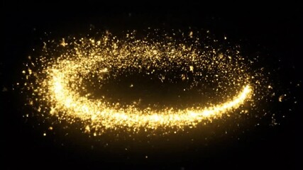 Golden Sparkle Light Trail in Motion with Glitter Dust Swirl Effect on Black Background for Magic and Luxury Design - Powered by Adobe