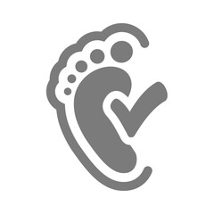 Healthy feet with checkmark vector icon. Antifungal, anatomic sole or barefoot sign.