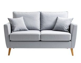 Modern Gray Sofa Isolated on Transparent Background