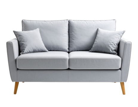 Modern Gray Sofa Isolated on Transparent Background