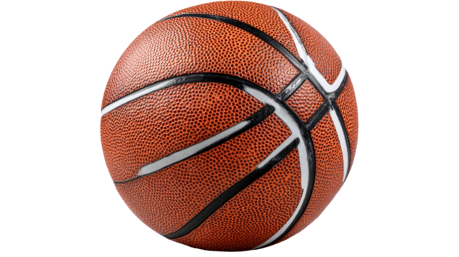 A close-up view of an authentic basketball, showcasing its textured surface and classic design. Perfect for sports-related themes or basketball promotions.