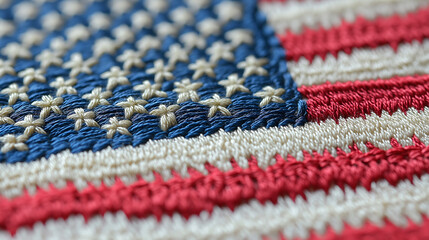 American flag embroidery close up patriotic textile art and craft design