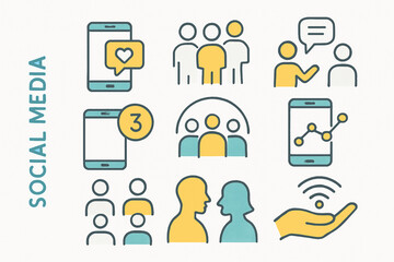 Social media icons people communication technology