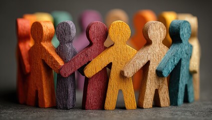 Colorful wooden figures forming a circle