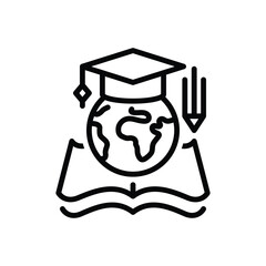 Black line icon for education