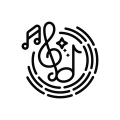 Black line icon for music