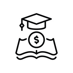Black line icon for scholarship