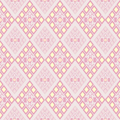 Pink and cream ethnic boho seamless pattern. Native American, Navajo pattern, tribal vector texture. Aztec ornament. Design for black ground Capet , curtains, blankets, Use in design for clothing.