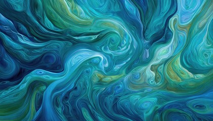 Obraz premium Abstract swirling teal and turquoise colors