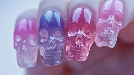 detailed, fancy, inspiration, motif, sophisticated, artwork, delicate, idea, lace, silver, skull, art, gothic, halloween, minimalist, polish, stylish, chic, nail