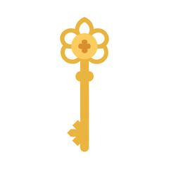 Obraz premium Ornate golden key with a floral design on a black background