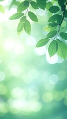 Fototapeta premium A lush backdrop of vibrant green leaves, showcasing various shades and textures, creating a fresh and natural atmosphere perfect for nature-themed designs.