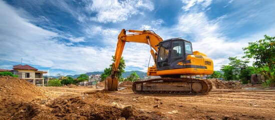 Construction site with excavator