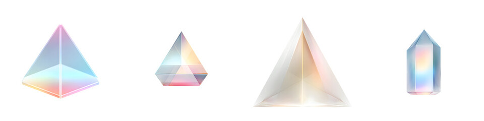 Iridescent Pyramid and Prism Collection - Holographic Geometric Shapes