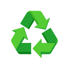 Obraz premium Green recycling symbol with arrows on black background