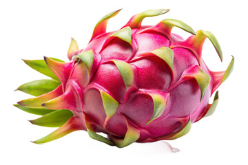 Vibrant dragon fruit with pink skin and green scales