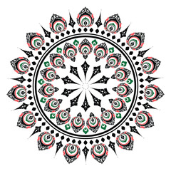 Thai Art Mandala with Red and Green
