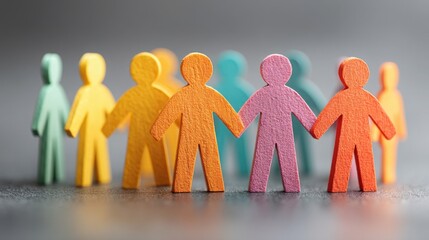 A diverse group of people standing in a line representing teamwork and support for achieving common goals