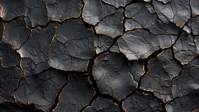 Intricate black and gold cracked texture provides a striking abstract detail.