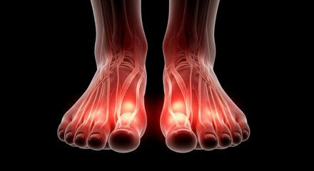 Foot Pain Anatomy: Digital Illustration of Inflammation