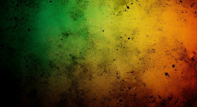 Abstract grunge background with vibrant rasta colors green, yellow, and red, symbolizing reggae music and african culture