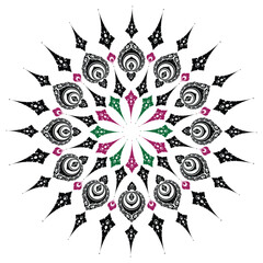 Symmetrical Magenta and Green Mandala